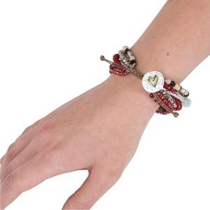 DEMDACO Beaded Love Garnet Red One Size Glass and Metal Charm Adjustable